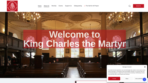 Screenshot of the The Parochial Church Council Of The Ecclesiastical Parish Of King Charles The Martyr, Tunbridge Wells website