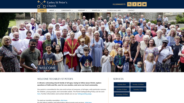 Screenshot of the The Parochial Church Council Of The Ecclesiastical Parish Of Earley St Peter website