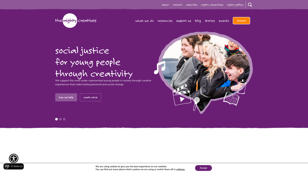 Screenshot of the The Mighty Creatives website