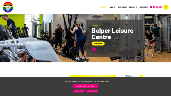 Screenshot of the Belper Leisure Centre Limited website