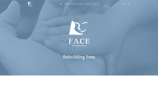 Screenshot of the Face For Children In Need website