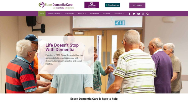 Screenshot of the Essex Dementia Care website