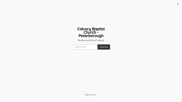 Screenshot of the Calvary Baptist Church Peterborough website