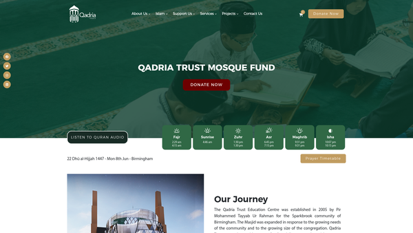 Screenshot of the Qadria Trust (UK) website