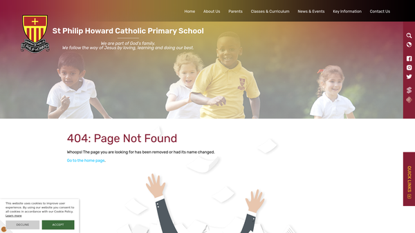 Screenshot of the Friends Of St. Philip Howard Catholic School website