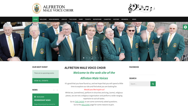 Screenshot of the Alfreton Male Voice Choir website