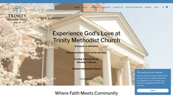 Screenshot of the Trinity Methodist Church, Bury St Edmunds website