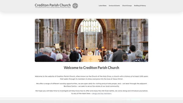 Screenshot of the The Parochial Church Council Of The Ecclesiastical Parish Of Crediton website