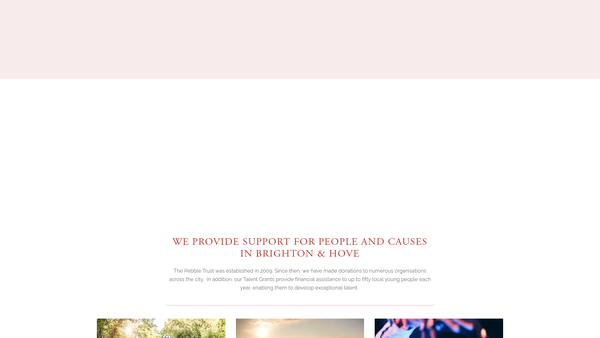 Screenshot of the The Pebble Trust website