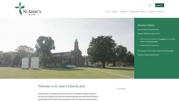 Screenshot of the The Parochial Church Council Of The Ecclesiastical Parish Of St Anne, Kew website