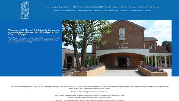 Screenshot of the The Parochial Church Council Of The Ecclesiastical Parish Of St Michael And All Angels, Amersham website