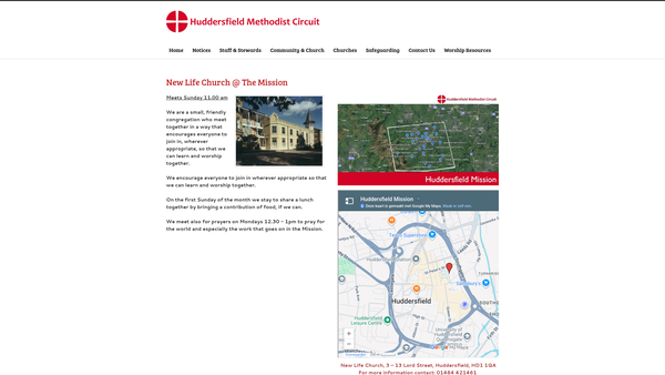 Screenshot of the New Life Church @ The Mission website