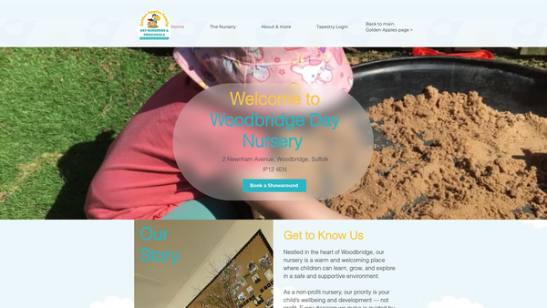 Screenshot of the Woodbridge Day Nursery Ltd website