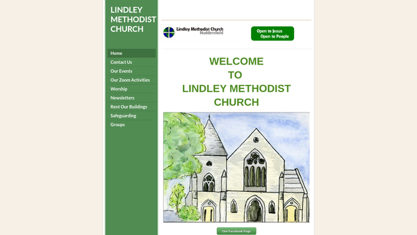Screenshot of the Lindley Methodist Church website