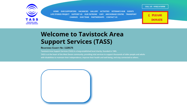 Screenshot of the Tavistock Area Support Services website