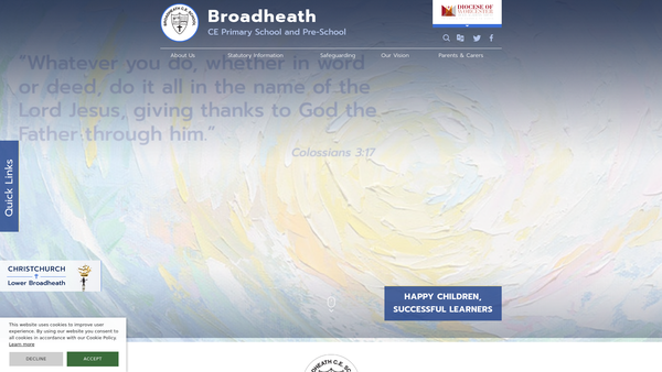 Screenshot of the Broadheath Church Of England Primary School Parent Teacher Association website