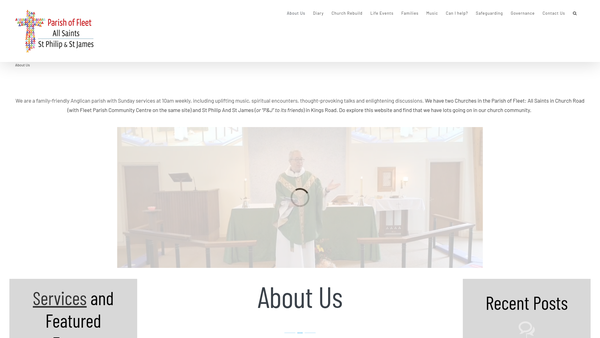 Screenshot of the The Parochial Church Council Of The Ecclesiastical Parish Of All Saints Fleet website