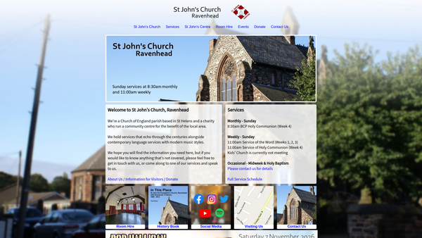 Screenshot of the The Parochial Church Council Of The Ecclesiastical Parish Of St. John The Evangelist Ravenhead St. Helens website