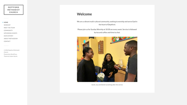 Screenshot of the Deptford Methodist Church & Mission website