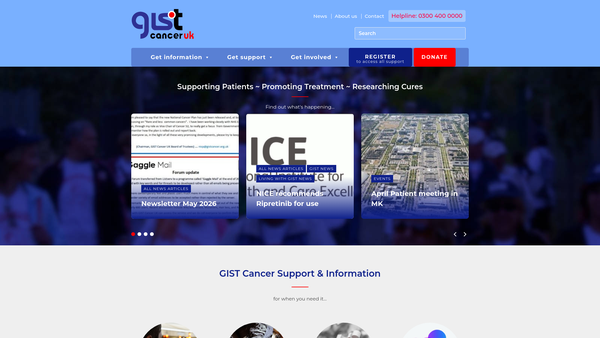 Screenshot of the GIST Cancer UK website