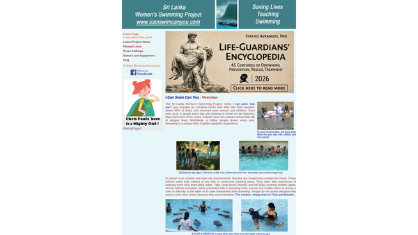 Screenshot of the Sri Lanka Women's Swimming Project website