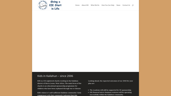 Screenshot of the Kids In Kailahun website