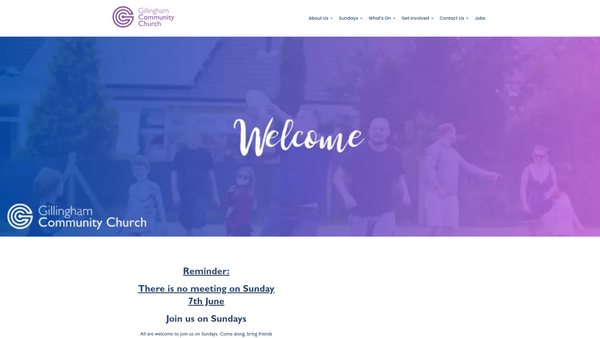 Screenshot of the Gillingham Community Church website