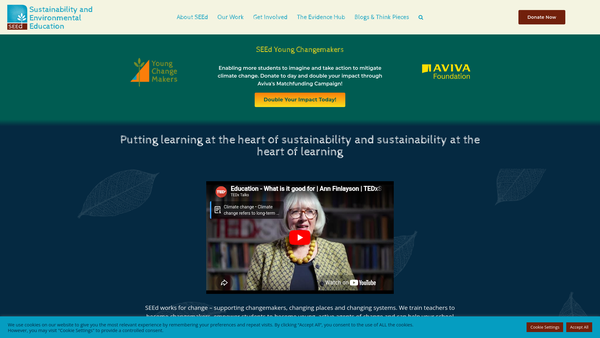 Screenshot of the Sustainability And Environmental Education website
