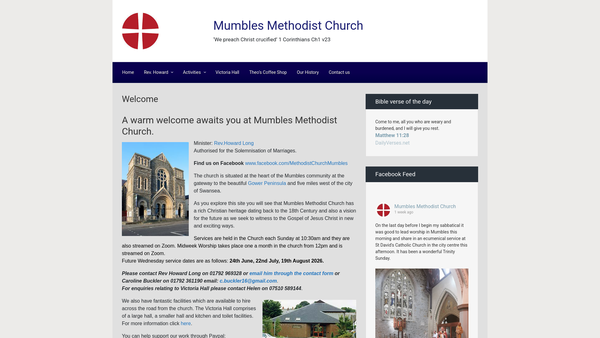 Screenshot of the Mumbles Methodist Church website