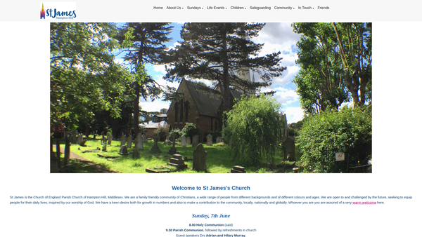 Screenshot of the The Parochial Church Council Of The Ecclesiastical Parish Of St. James Hampton Hill website