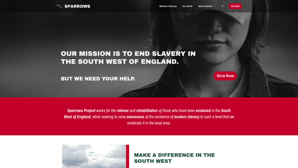Screenshot of the Restore Hope South West website