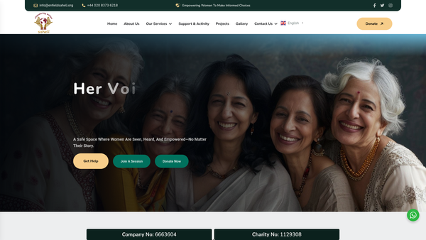 Screenshot of the Enfield Saheli website