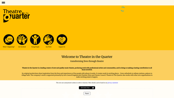 Screenshot of the Theatre In The Quarter website