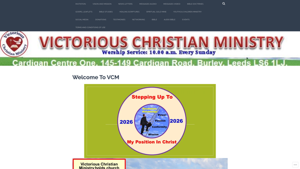 Screenshot of the Victorious Christian Ministry website