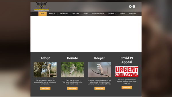Screenshot of the Owlrescue website