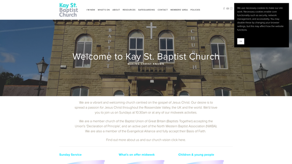 Screenshot of the Kay Street Baptist Church, Rawtenstall website