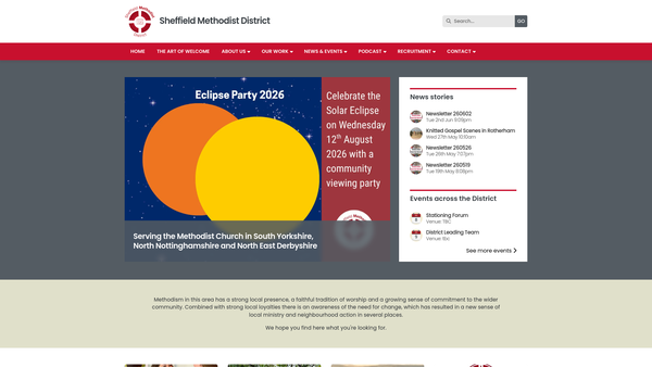 Screenshot of the Sheffield Methodist District website
