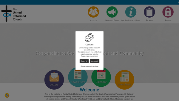 Screenshot of the Rugby United Reformed Church Charity website