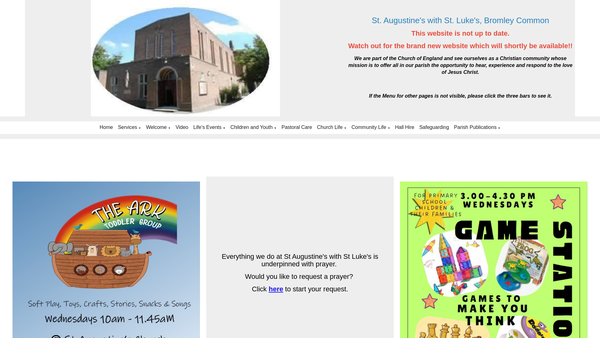 Screenshot of the The Parochial Church Council Of The Ecclesiastical Parish Of St Augustine's With St Luke’s , Bromley Common website