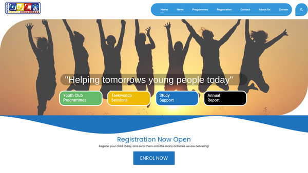 Screenshot of the Ocean Youth Connexions website