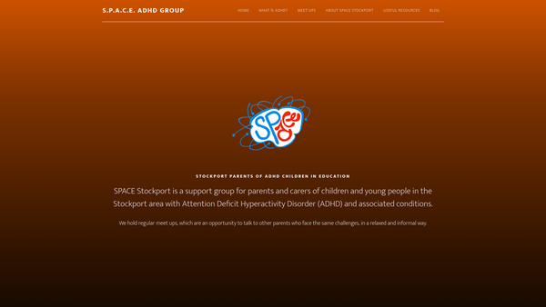 Screenshot of the Stockport Support Group For Parents And Carers Of Children And Young People With ADHD website