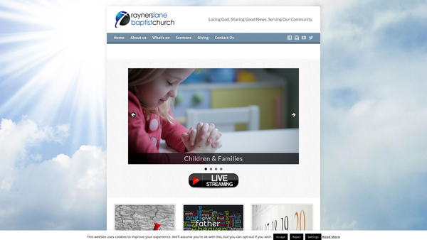 Screenshot of the Rayners Lane Baptist Church website