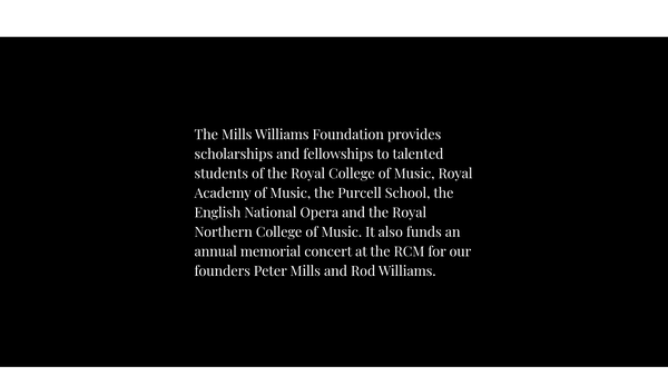 Screenshot of the The Mills Williams Foundation website