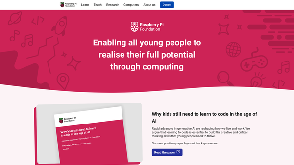 Screenshot of the Raspberry Pi Foundation website