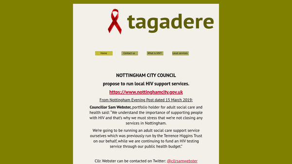 Screenshot of the Tagadere website