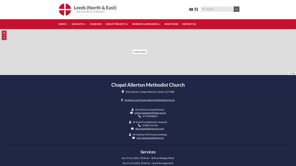 Screenshot of the Chapel Allerton Methodist Church website