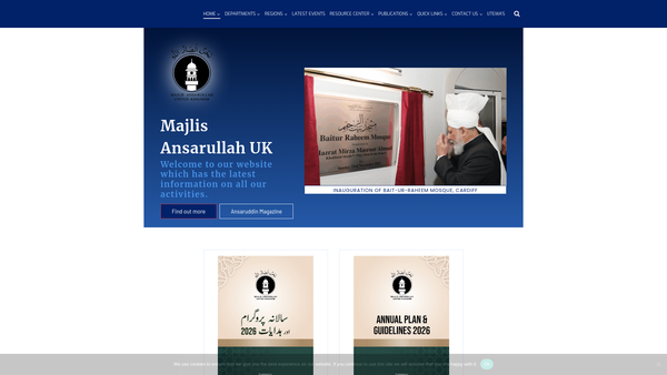 Screenshot of the Majlis Ansarullah (UK) Ltd website