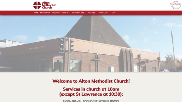 Screenshot of the Alton Methodist Church website