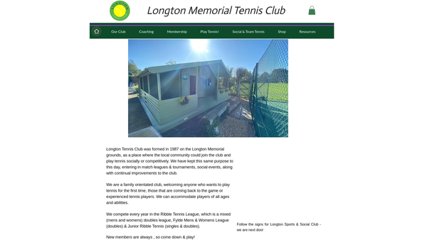Screenshot of the Longton Memorial Tennis Club website