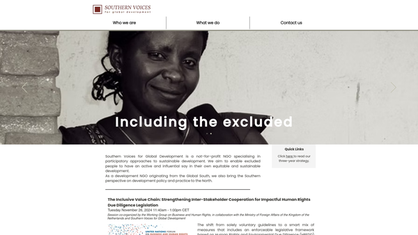 Screenshot of the Southern Voices For Global Development website